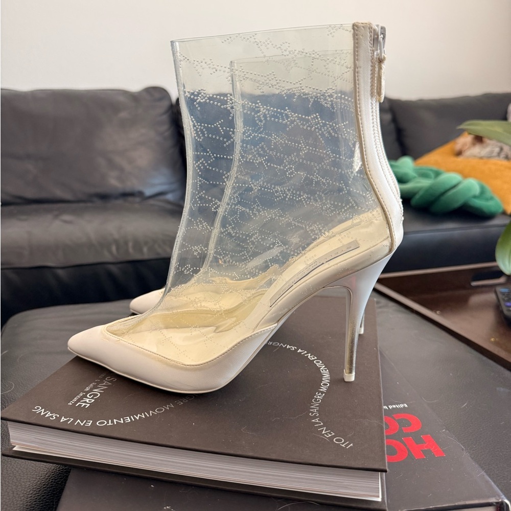 Stella McCartney Clear PVC Ankle Boots with White Pointed Toe